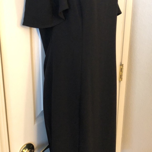 Calvin Klein Cold Shoulder Black V-Neck Dress - Picture 8 of 16